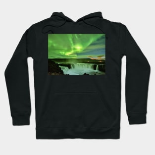 The Dance of the Aurora and the Waterfall Hoodie